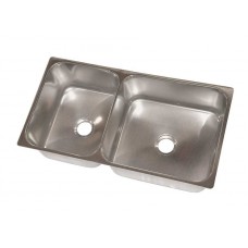 POLISHED STAINLESS STEEL DOUBLE SINK