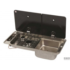 2 BURNER STOVE WITH SINK AND GLASS TOP